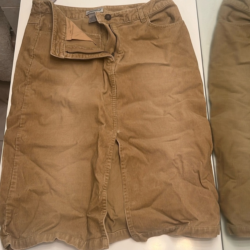 🏴󠁧󠁢󠁥󠁮󠁧󠁿 Warehouse of London CORDUROY SKIRT with front slit. Vintage 1999 Size 6 - Picture 2 of 11